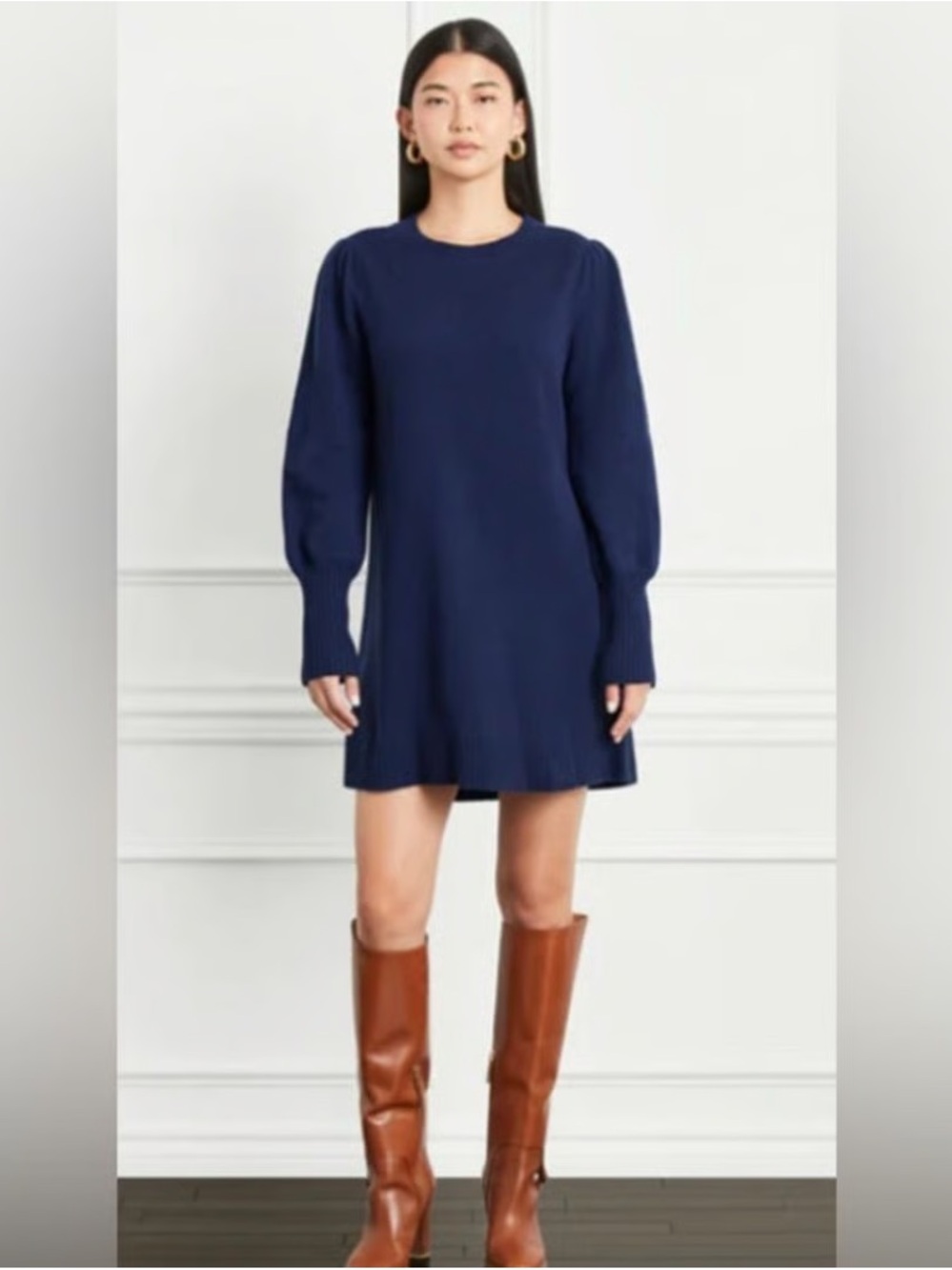 Hill House Sylvie Long-Sleeve Navy Sweater Dress, size XS